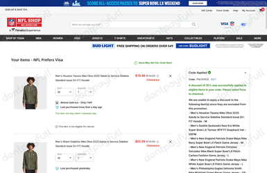 NFL Shop Promo Codes - 65% Off Coupon February 2026
