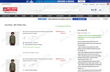 NFL Shop Promo Codes - 65% Off Coupon February 2026