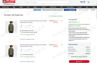 NFL Shop Promo Codes - 65% Off Coupon February 2026