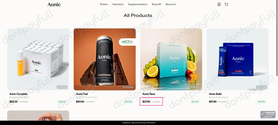 Snapshot of Aonic promo: 'Up to 25% Off Supplements' - captured during verification by DontPayFull on 26-Jul-2026.