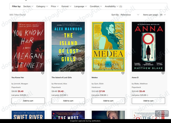 Snapshot of Book Outlet promo: 'Up to 50% Off Select Fiction Books' - captured during verification by DontPayFull on 29-Sep-2026.