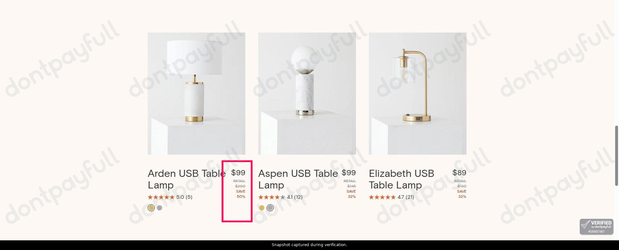 Snapshot of Brightech promo: 'Save up to 50% on Modern Table Lamps' - captured during verification by DontPayFull on 14-Jun-2026.