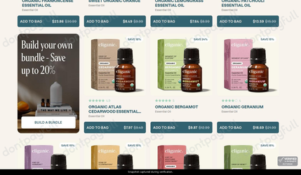 Snapshot of Cliganic promo: 'Up to 25% Off Balancing Essential Oils' - captured during verification by DontPayFull on 14-Jun-2026.