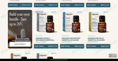 Snapshot of Cliganic promo: 'Enjoy Up to 25% Off Select Aromatherapy Blends' - captured during verification by DontPayFull on 12-Jun-2026.