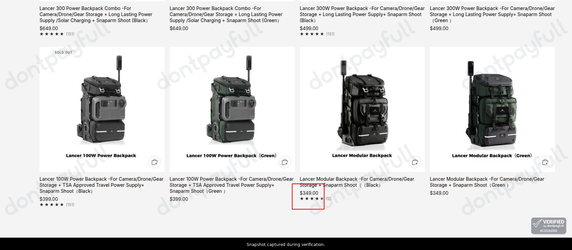 Snapshot of COALAX promo: 'Shop Lancer Modular Backpacks Starting at $349' - captured during verification by DontPayFull on 30-Sep-2026.