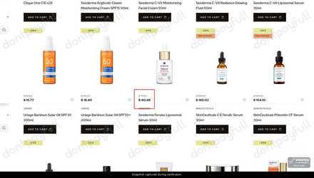 Snapshot of Cosmetis promo: 'Up to 44% Off Vitamin C Skincare Products' - captured during verification by DontPayFull on 11-Jun-2026.