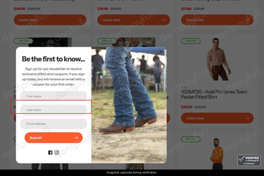 Snapshot of D & D Outfitters promo: 'Up to 75% Off Men's Shirts' - captured during verification by DontPayFull on 02-Jul-2026.