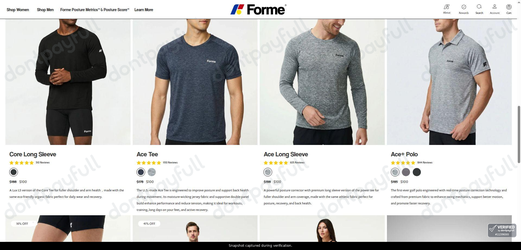 Snapshot of Forme promo: 'Up to 45% Off Men's Posture Correcting Apparel' - captured during verification by DontPayFull on 17-Jun-2026.
