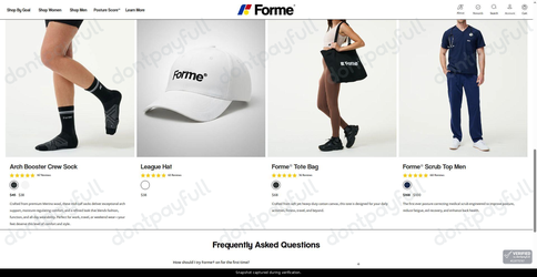 Snapshot of Forme promo: 'Up to 40% Off New Arrivals for Men' - captured during verification by DontPayFull on 01-Aug-2026.