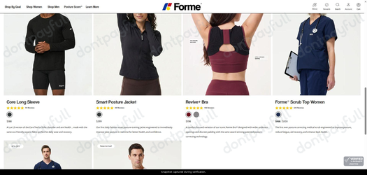 Snapshot of Forme promo: 'Up to 40% Off Posture Correcting Tops' - captured during verification by DontPayFull on 04-Aug-2026.