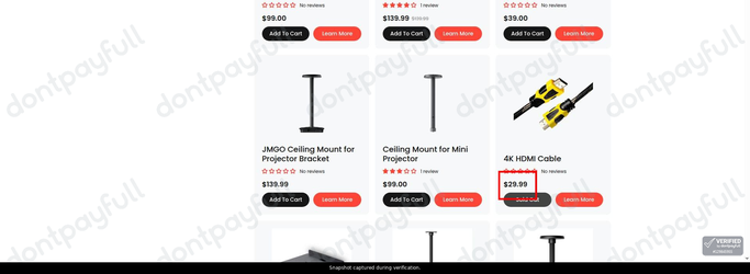 Snapshot of JMGO promo: 'Find Mounts, Screens, and Glasses from $29' - captured during verification by DontPayFull on 30-Jun-2026.