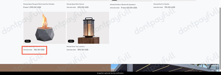 Snapshot of Hanso Home promo: 'Save up to 30% on Select Apex Pergola Add-ons' - captured during verification by DontPayFull on 16-Aug-2026.