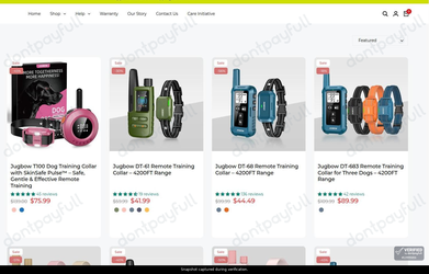 Snapshot of Jugbow promo: 'Save up to 55% on Remote Training Collars' - captured during verification by DontPayFull on 03-Jul-2026.