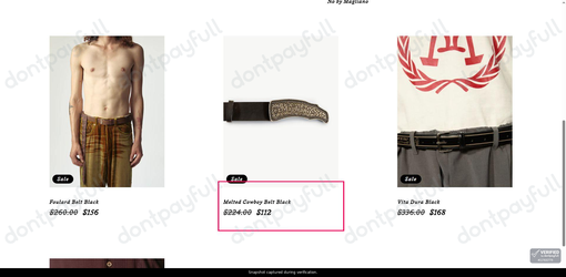 Snapshot of Magliano promo: 'Belts from $112' - captured during verification by DontPayFull on 09-Aug-2026.