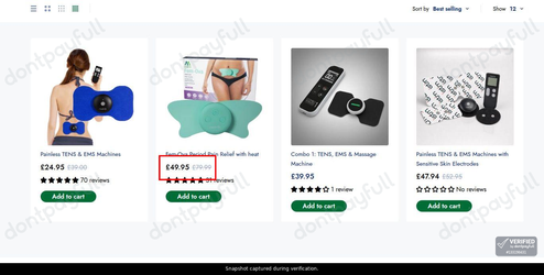 Snapshot of Med-Fit promo: 'Enjoy Up to £30 Off Selected Wireless TENS Devices' - captured during verification by DontPayFull on 27-Sep-2026.