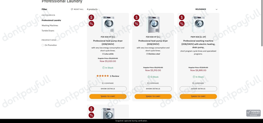 Snapshot of Miele promo: 'Up to $600 Off Professional Laundry' - captured during verification by DontPayFull on 16-Aug-2026.