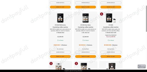 Snapshot of Miele promo: 'Up to $500 Off Countertop Coffee Machines' - captured during verification by DontPayFull on 16-Aug-2026.