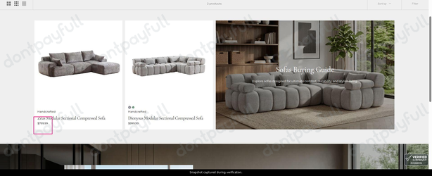 Snapshot of Omidi promo: 'Find Stylish Sofas for Your Home from $799' - captured during verification by DontPayFull on 27-Sep-2026.