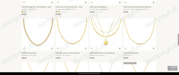 Snapshot of Orelia London promo: 'Necklaces Starting from £20' - captured during verification by DontPayFull on 01-Aug-2026.