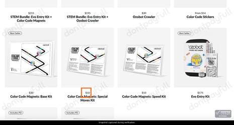 Snapshot of OZOBOT promo: 'Challenge Mats, Stem Bundles, and Steam Kits from $10' - captured during verification by DontPayFull on 03-Jul-2026.