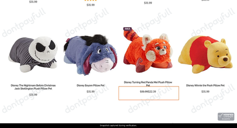 Snapshot of Pillow Pets promo: 'Up to 30% Off The Disney Collection' - captured during verification by DontPayFull on 31-May-2026.