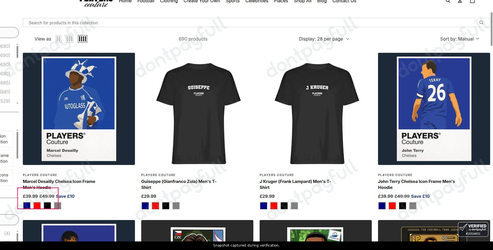 Snapshot of Players Couture promo: 'Enjoy Up to 20% Off Apparel for Chelsea Supporters' - captured during verification by DontPayFull on 01-Oct-2026.