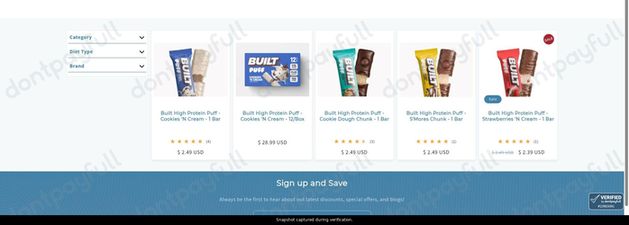 Snapshot of ProteinWise promo: 'Enjoy Up to 4% Off Select Built Bars' - captured during verification by DontPayFull on 29-Jun-2026.