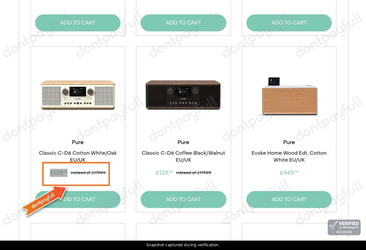 Snapshot of PURE Audio promo: 'Up to 30% Off Alarm Clock Radios' - captured during verification by DontPayFull on 27-Sep-2026.