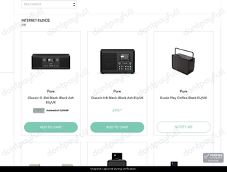Snapshot of PURE Audio promo: 'Up to 30% Off Internet Radios' - captured during verification by DontPayFull on 27-Sep-2026.