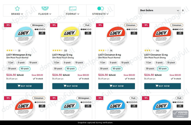 Snapshot of Prilla promo: 'Up to $50 Off Lucy Pouches' - captured during verification by DontPayFull on 01-Jul-2026.