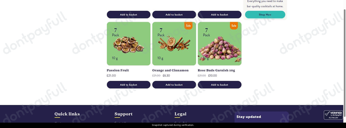 Snapshot of The Curious Drinker - Craft Gin Club promo: 'Up to 70% Off Garnishes' - captured during verification by DontPayFull on 02-Jul-2026.