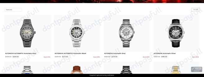 Snapshot of Tornado Store USA promo: 'Save up to 40% on Select Automatic Watches' - captured during verification by DontPayFull on 27-Oct-2026.