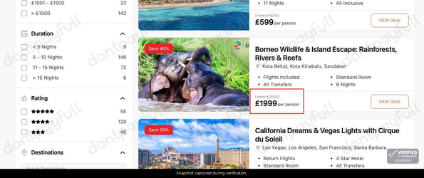 Snapshot of Travelodeal promo: 'Enjoy Up to 45% Off Holiday Packages with Multiple Stops' - captured during verification by DontPayFull on 24-Oct-2026.