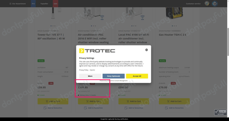 Snapshot of Trotec promo: 'Up to 50% Off The Latest Innovations' - captured during verification by DontPayFull on 13-Jun-2026.