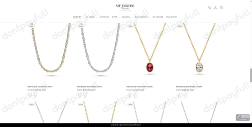 Snapshot of Sif Jakobs Jewellery promo: 'Shop Necklaces Starting at $145' - captured during verification by DontPayFull on 17-Aug-2026.