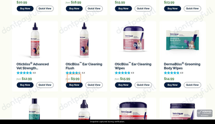 Snapshot of Vetnique promo: 'Cat Supplements from $9' - captured during verification by DontPayFull on 07-Sep-2026.