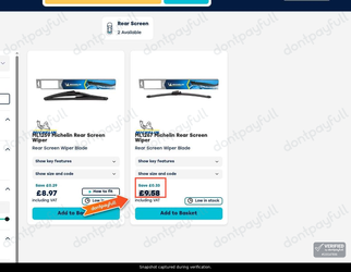 Snapshot of Wiper Blades promo: 'Up to 3% Off Michelin Windscreen Wipers' - captured during verification by DontPayFull on 01-Oct-2026.