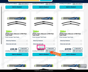 Snapshot of Wiper Blades promo: 'Up to 25% Off Valeo Wiper Blades' - captured during verification by DontPayFull on 01-Oct-2026.