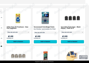 Snapshot of Wiper Blades promo: 'Car Care Accessories Starting at £1.99' - captured during verification by DontPayFull on 01-Oct-2026.